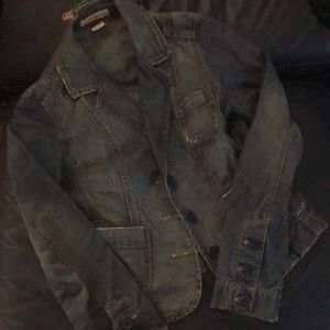 Stylish Denim Button Peplum Blazer